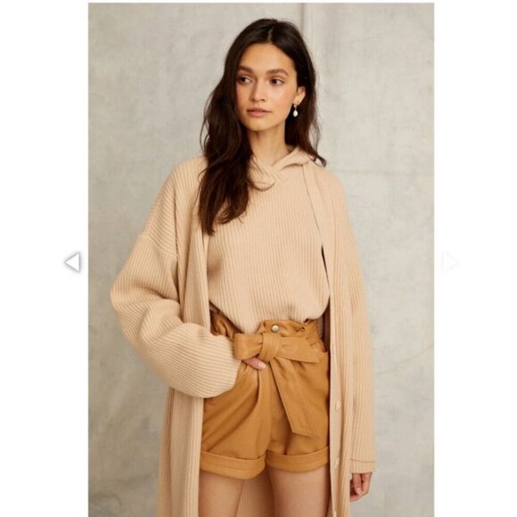 NWT Marissa Webb Banks Paperbag Leather Boyfriend Shorts Fawn Sz 4 $ $425 - Picture 5 of 15